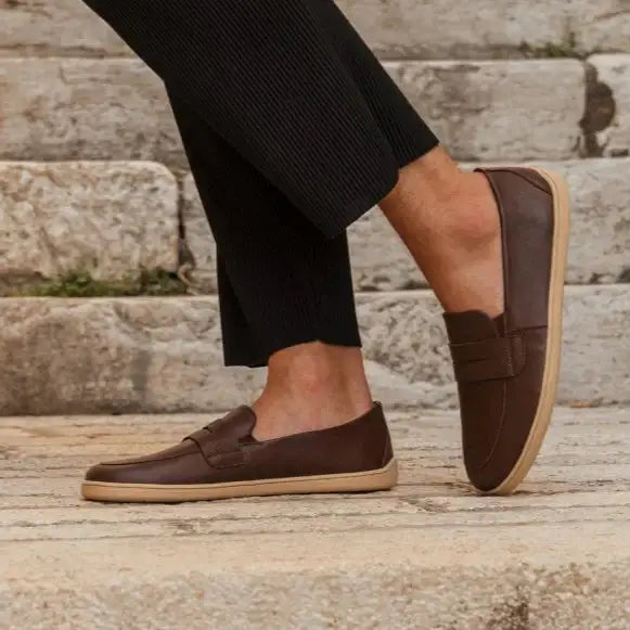 BUEN Dark Brown & Beige Barefoot Moccasins Extra wide