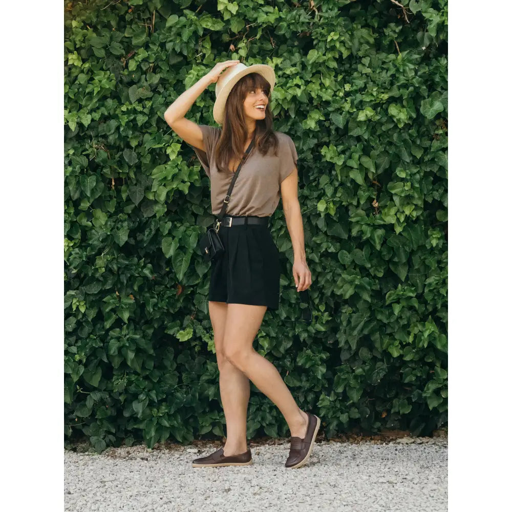 BUEN Dark Brown & Beige Barefoot Moccasins Extra wide
