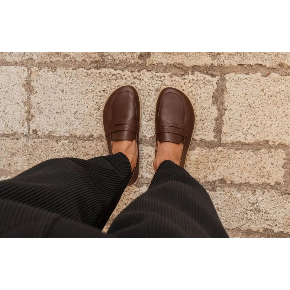 BUEN Dark Brown & Beige Barefoot Moccasins Extra wide
