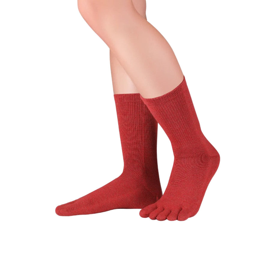 WARM MID-CALF Wine Red split toe socks