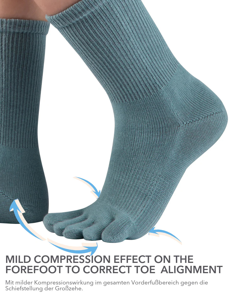 DR. FOOT MID-CALF Gray Blue bunion toe socks