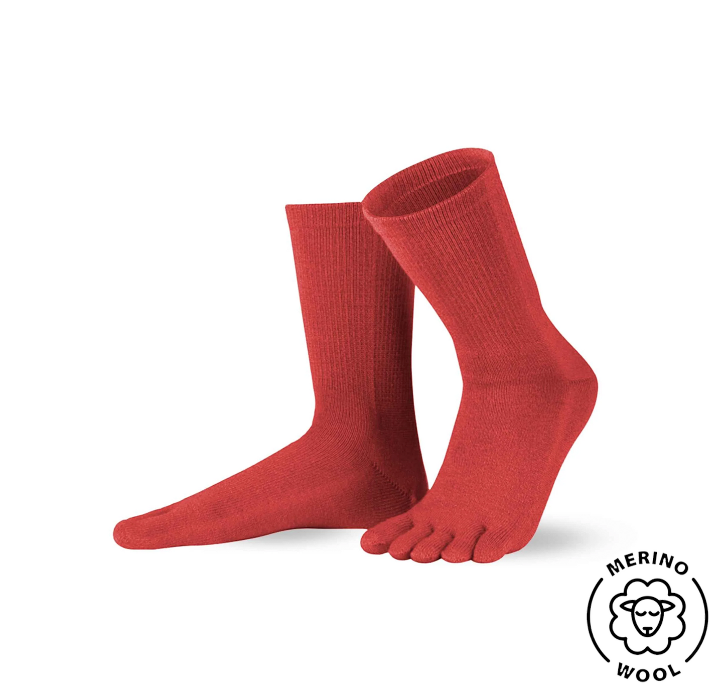 WARM MID-CALF Wine Red five-toe socks