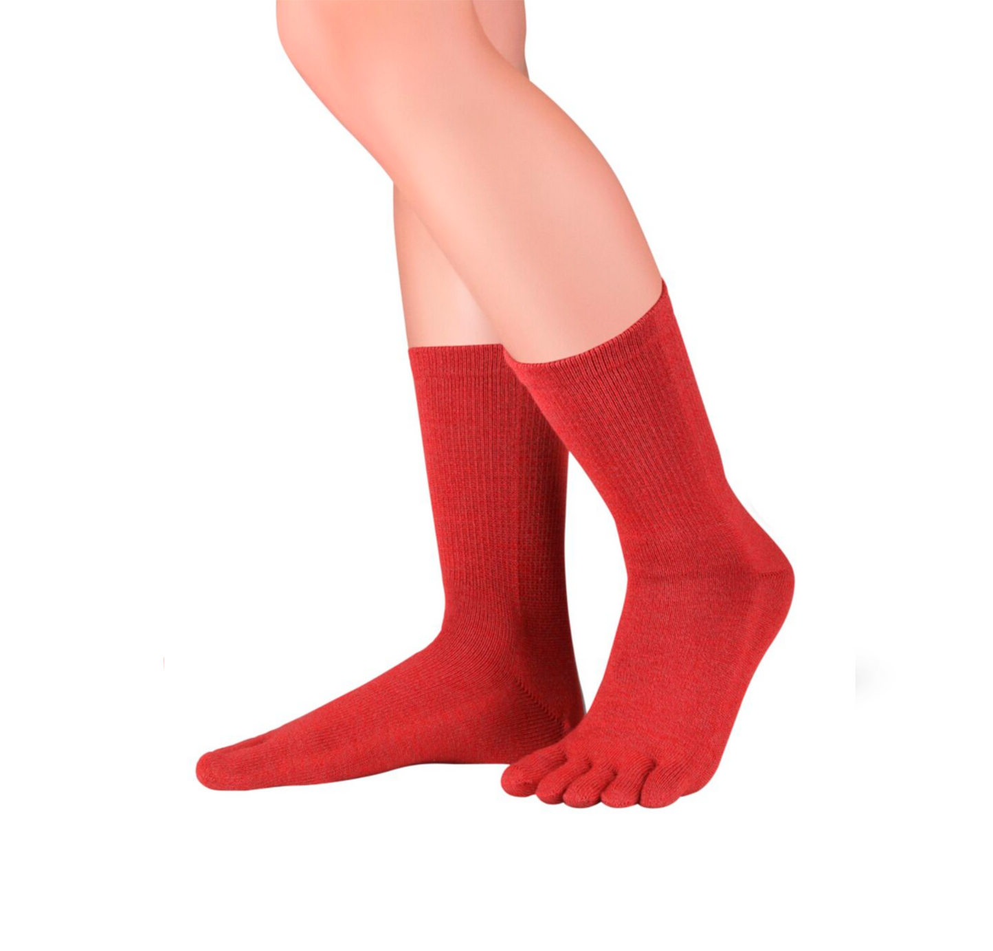 WARM MID-CALF Wine Red five-toe socks