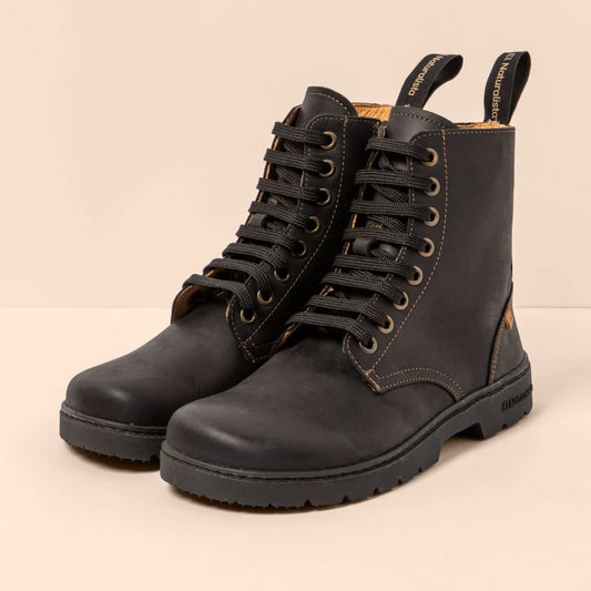 NOMADA N5264 Black barefoot lace-up boots