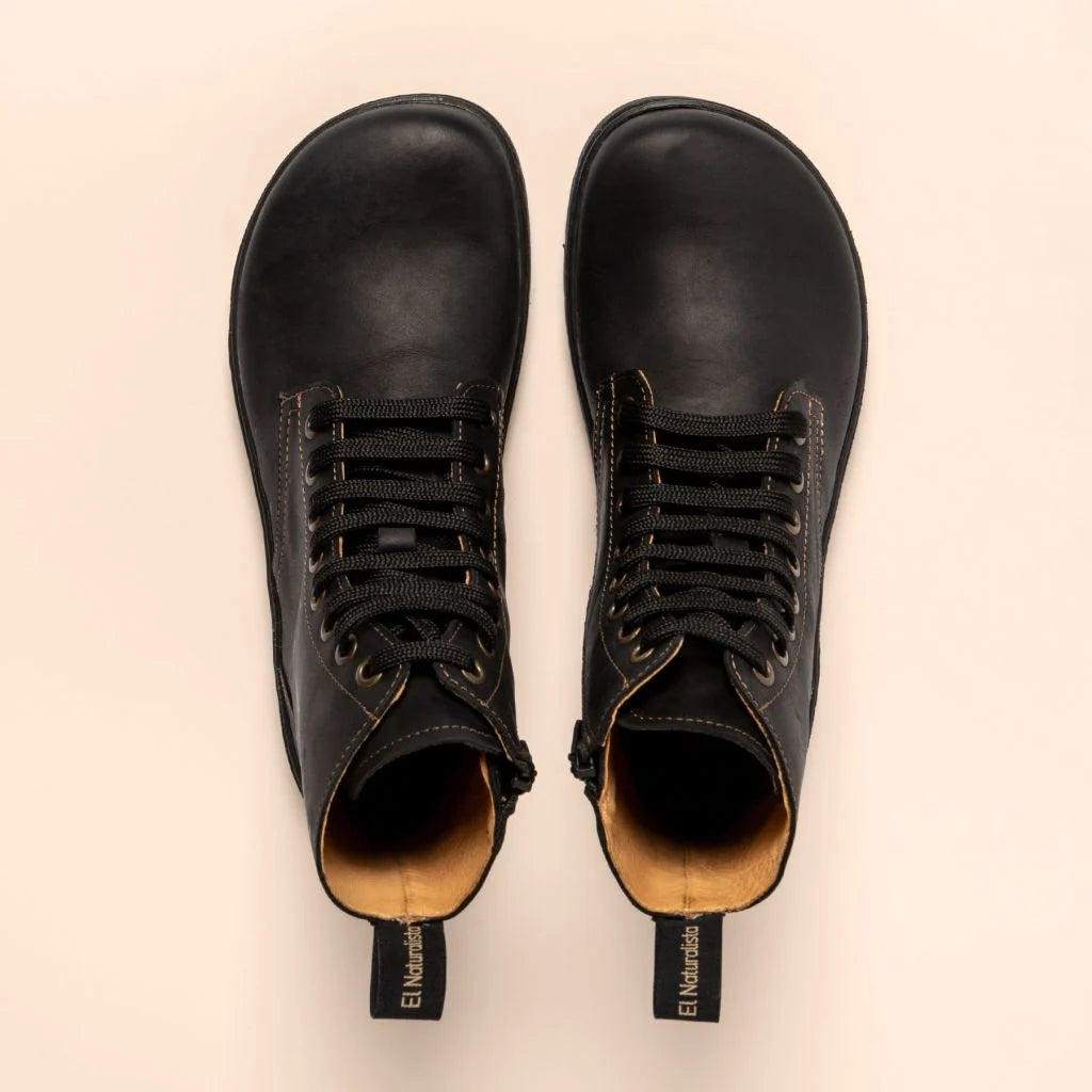 NOMADA N5264 Black barefoot lace-up boots