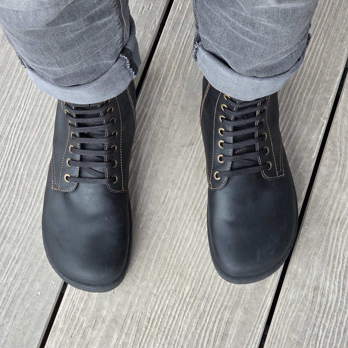 NOMADA N5264 Black barefoot lace-up boots