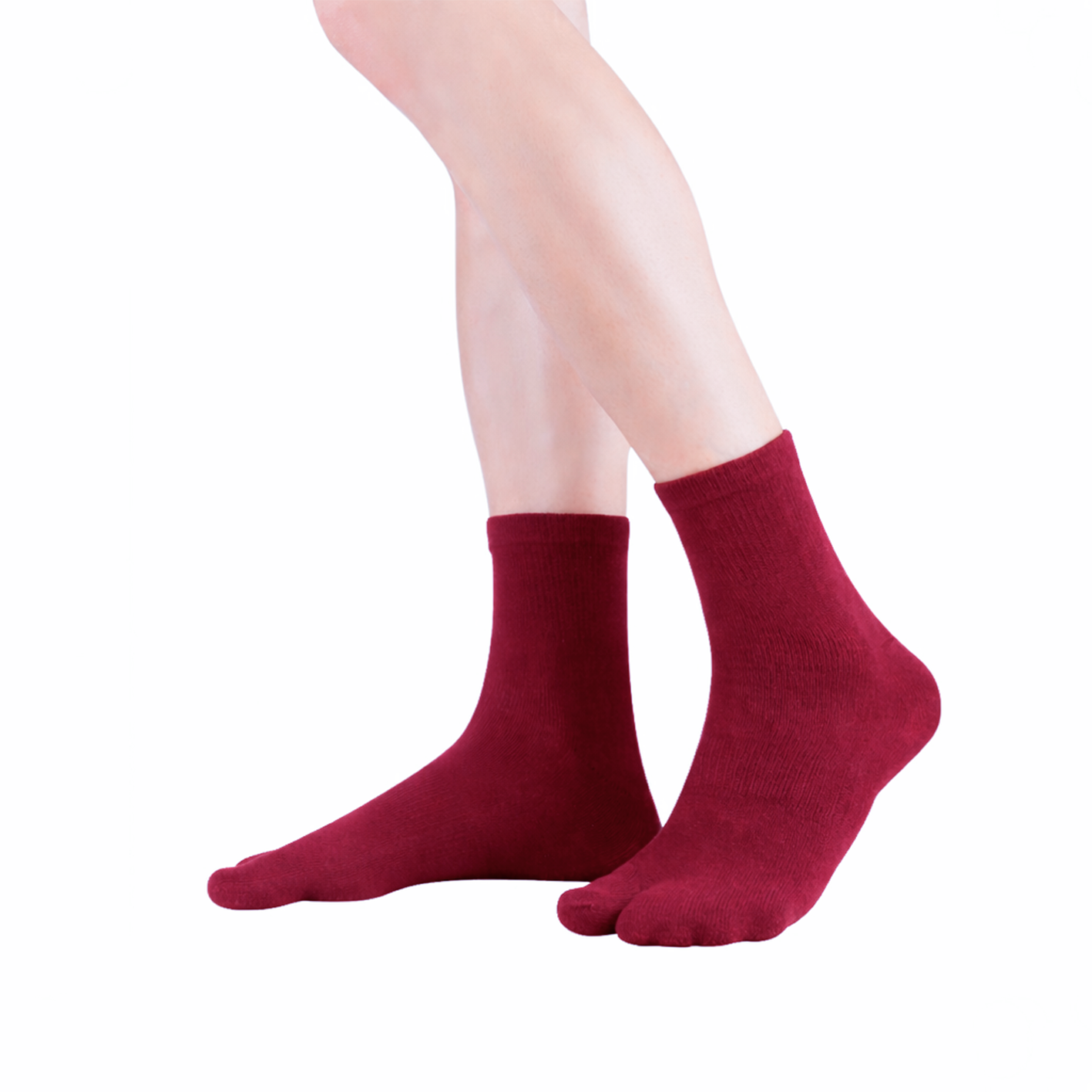 TABI ANKLE Wine Red split big toe socks