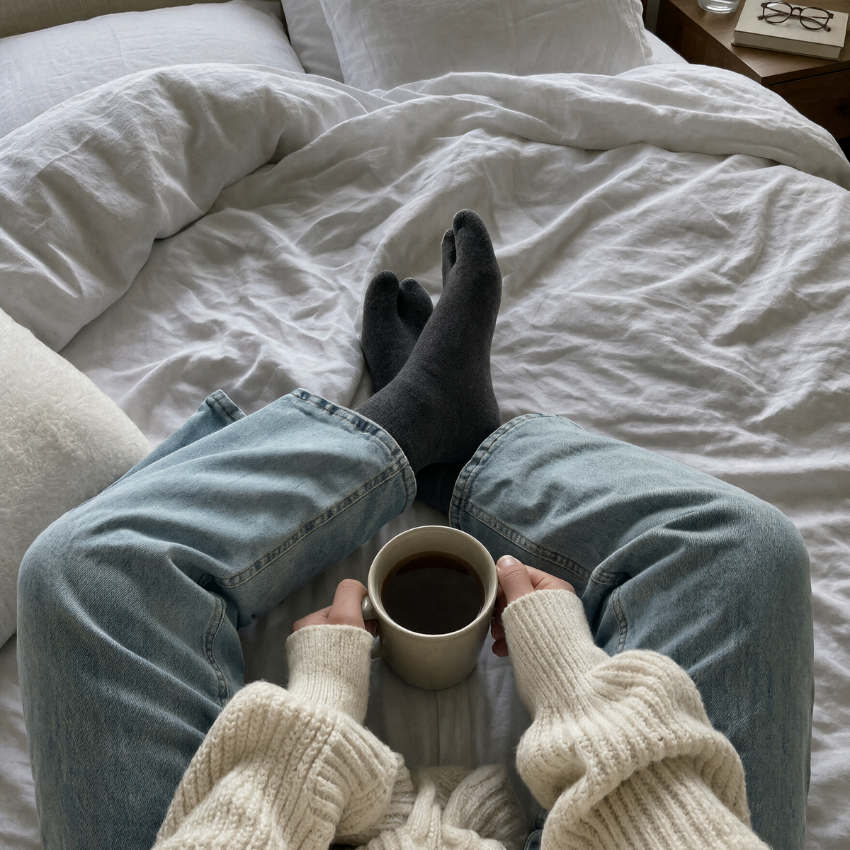 WARM TABI QUARTER Dark Grey split big toe socks