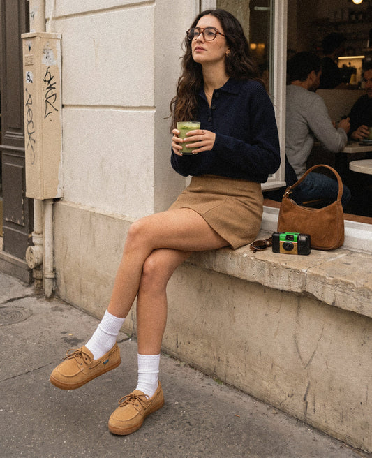 ZERO BOAT Suede Tan barefoot loafers
